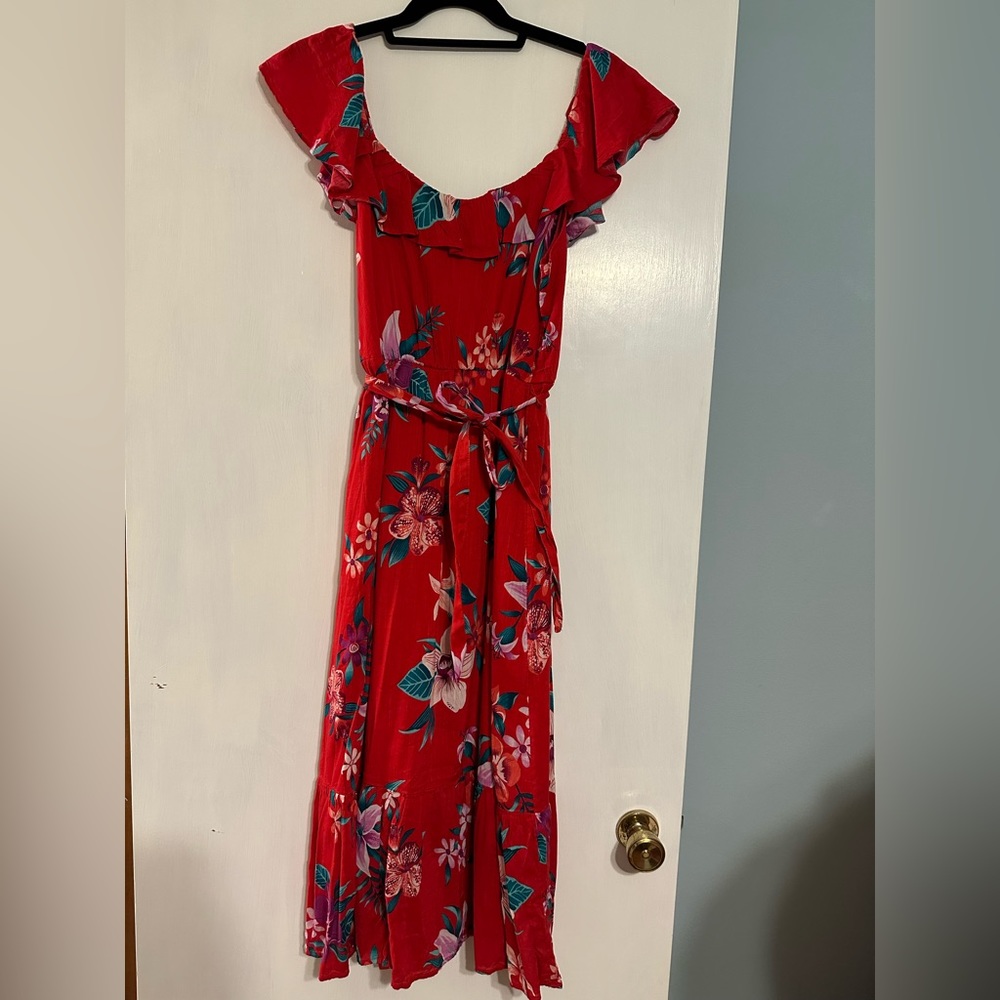 Old Navy, floral midi dress with tie, size M